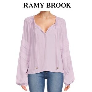 RAMY BROOK Reggie Layered Sleeve Silk Top in Lilac LAVENDER sz S 325$ NWT
